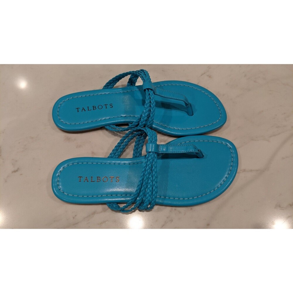 NEW~Talbots Women's Turquoise Blue Cece Braided Flip-Flop Sandals Size 5